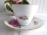 Pretty Pink Roses 1980s Cup And Saucer Royal Ascot English Bone China