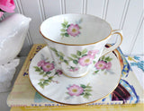 Duchess Pink Wild Rose Cup and Saucer English Bone China 1980s Dog Roses