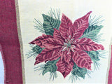 Christmas Poinsettia Tapestry Panel 1980s Placemat Quilt Holiday Decor Hanging
