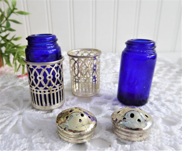 Blue glass salt discount and pepper shakers