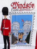Windsor Castle Tea Towel Guardsman England Souvenir 1980s Dish Towel