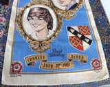 Tea Towel Royal Wedding Charles Diana 1981 Linen Blue Dish Towel