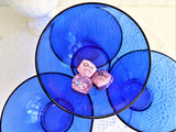Cobalt Blue Glass Bowls Four Berry Bowls Dessert 5 Inch Diameter Arcoroc France 1990s