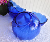 Cobalt Blue Glass Bowls Four Berry Bowls Swirl Dessert Arcoroc France 1990s