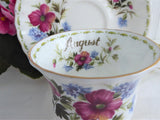 August Pink Poppy Cup And Saucer Royal Albert Flower Of The Month 1970s
