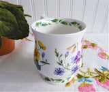 RHS Queens Mug Buttercups Pink Lavender Flowers English Bone China 1990s Lilian Snelling
