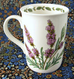 Mug Lavender Lavandula Botanical English Bone China Crown Trent 1990s NOS