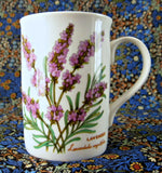 Mug Lavender Lavandula Botanical English Bone China Crown Trent 1990s NOS