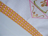 Hand Embroidered Teapot Tea Towel Polka Dots Silver Cloth Dish Towel USA  Artisan