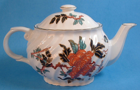 Teapot England Indian Peony Large Swirl Colorful James Kent Old Foley 1992