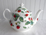 Roy Kirkham Alpine Strawberry Teapot English Bone China 6 Cups 40 Ounces
