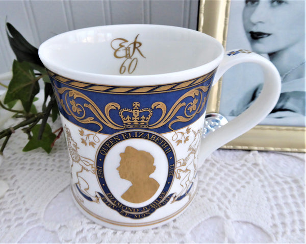 Mug Queen Elizabeth II Diamond Jubilee Dunoon English Fancy Bone
