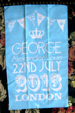 Tea Towel Birth Of Prince George To William Kate Blue And White 2013