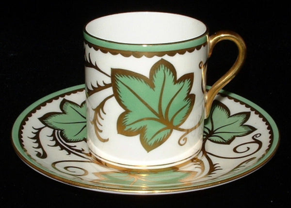 Shelley Cup And Saucer Mocha Coffee Can Ivy Heavy Gold 1940s Demi