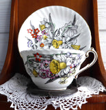 Daffodil Cup And Saucer Victoria 1930s English Bone China Teacup Narcissus Enamel Accents - Antiques And Teacups - 2