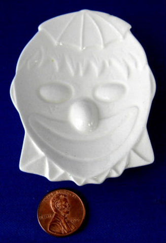 Tea Bag Caddy Figural Clown Face Ceramic White Signed 1988 - Antiques And Teacups - 1