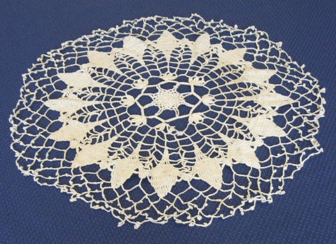 Doily Crocheted Thread Picot Lacy Star Ecru English - Antiques And Teacups - 1