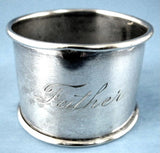 Edwardian Father Napkin Ring Hand Engraved Script Sheffield Silverplate 1908-1912 - Antiques And Teacups - 2