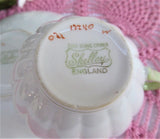Shelley Hulmes Rose Cup And Saucer Ludlow Shape Green Trim English Bone China