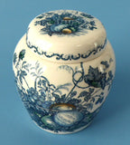 Tea Caddy Masons Fruit Basket Polychrome Blue Transferware Ginger Jar 1940s Tea Canister - Antiques And Teacups - 2