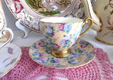 Shelley Summer Glory Chintz Ripon Cup and Saucer Ivory Hydrangeas