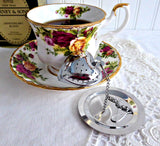 Heart Shape Tea Diffuser Infuser With Chain And Tray New Tea Steeper Stainless Steel