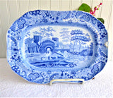 Spode Pearlware Platter Castle Blue Transferware 10.25 Inches 1816-1833 Victorian