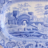 Spode Pearlware Platter Castle Blue Transferware 10.25 Inches 1816-1833 Victorian