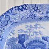 Spode Pearlware Platter Castle Blue Transferware 10.25 Inches 1816-1833 Victorian