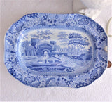 Spode Pearlware Platter Castle Blue Transferware 10.25 Inches 1816-1833 Victorian