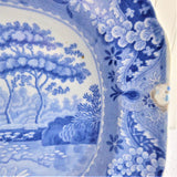 Spode Pearlware Platter Castle Blue Transferware 10.25 Inches 1816-1833 Victorian