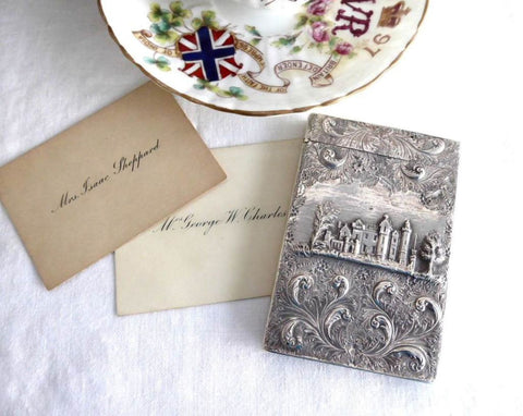 Sterling Silver Regency Card Case 1835 Hallmarked Castle Abbotsford Taylor and Parry