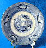Plate Romantic Staffordshire Siam Blue Transfer 1850s Luncheon Blue And White