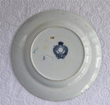 Mid Victorian English Blue Transferware Plate Chinese Pattern 7 Inch Polychrome