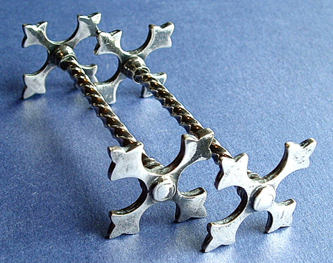 English Kniferests Maltese Cross Barley Twist Bar Pair 1870s Mid Victorian