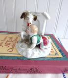 Victorian English Vase Boy And Dog Match Holder Fairing 1880-1890s
