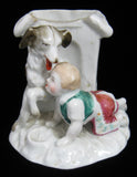 Victorian English Vase Boy And Dog Match Holder Fairing 1880-1890s