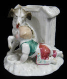 Victorian English Vase Boy And Dog Match Holder Fairing 1880-1890s