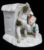 Victorian English Vase Boy And Dog Match Holder Fairing 1880-1890s