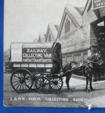 Railroad Postcard Real Photo L&NW Rail Parcel Collecting Vans Horse Drawn 1880s