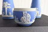 Victorian Blue Jasperware Condiment Cruet Set 1880s Adams Dudson Blue Dip