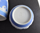Victorian Blue Jasperware Condiment Cruet Set 1880s Adams Dudson Blue Dip