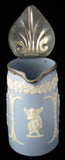 Dudson Sprigged Pitcher Pewter Lid Classical Jug 1890s Blue And White