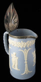 Dudson Sprigged Pitcher Pewter Lid Classical Jug 1890s Blue And White