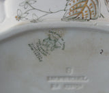Ironstone Serving Bowl Green Transferware John Edwards 1890s Victorian