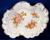 Ornate Bowl Grimwades England Roses Embossed Gold Trim Victorian Edwardian
