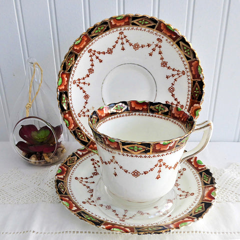 Imari Sevres Teacup Trio Victorian Era Bone China Downton Abbey 1880-1890s