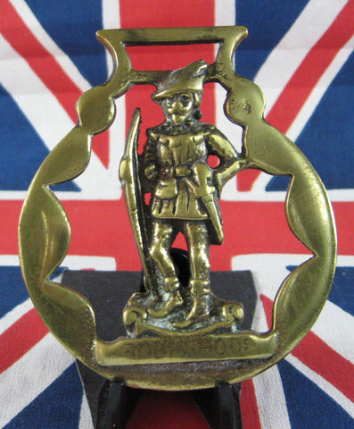 Victorian Horse Brass Robin Hood Thomas Crosbie England Marked Sprews 1890s