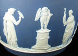 Biscuit Barrel Wedgwood England Dark Blue Jasper Dip Classical Figures 1890s