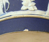 Biscuit Barrel Wedgwood England Dark Blue Jasper Dip Classical Figures 1890s